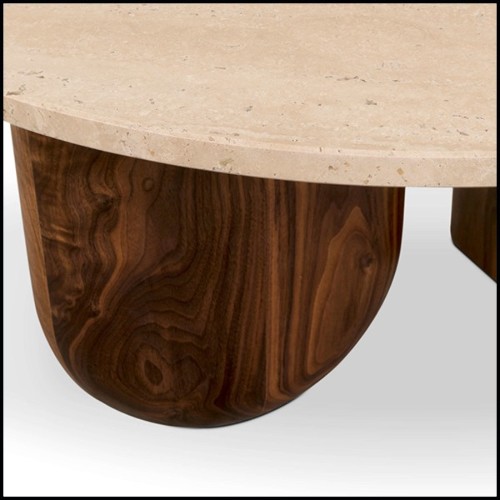 Coffee table in solid walnut with travertine table 157-Tessa Round