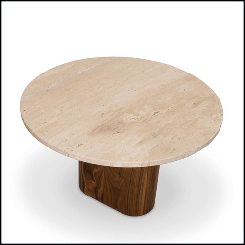 Side table in solid walnut wood and travertine 157-Tessa