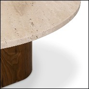 Side table in solid walnut wood and travertine 157-Tessa