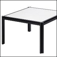 Table basse en noyer massif et cuir 189-White Leather