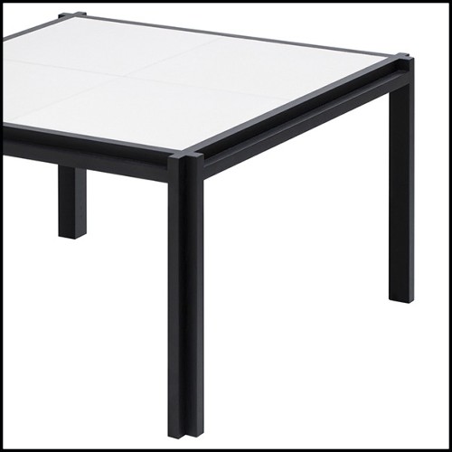 Table basse en noyer massif et cuir 189-White Leather