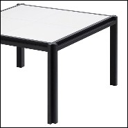 Table basse en noyer massif et cuir 189-White Leather