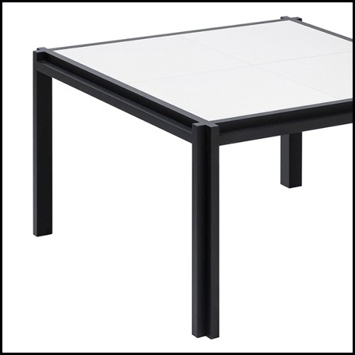 Table basse en noyer massif et cuir 189-White Leather