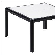 Table basse en noyer massif et cuir 189-White Leather