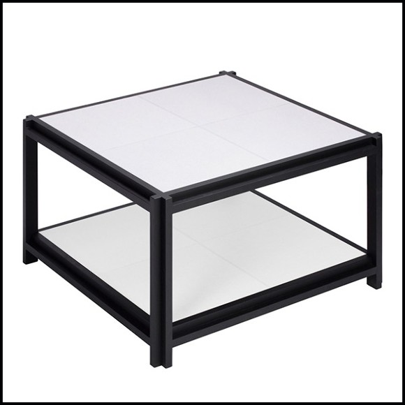 Table basse en noyer massif et cuir 189-Leather White 2