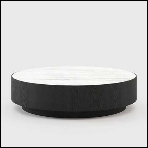 Coffee table in black finish with marble top 174-Austin