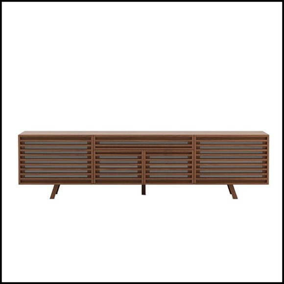 Sideboard  with blinds in walnut wood and clear glass 174-Blind