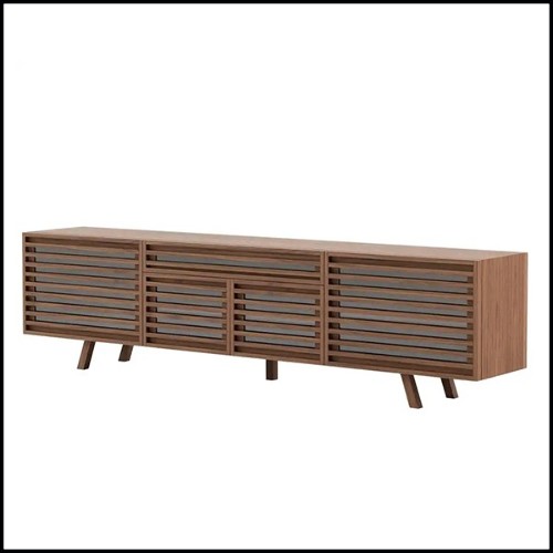 Buffet avec stores en noyer et verre clair 174-Blind