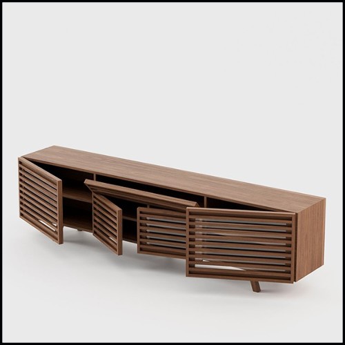 Buffet avec stores en noyer et verre clair 174-Blind