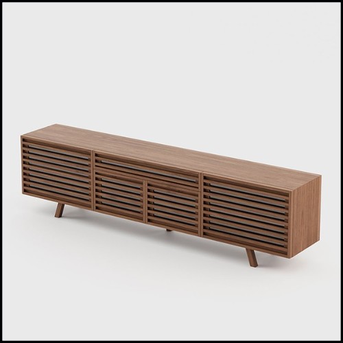 Buffet avec stores en noyer et verre clair 174-Blind