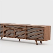 Sideboard  with blinds in walnut wood and clear glass 174-Blind
