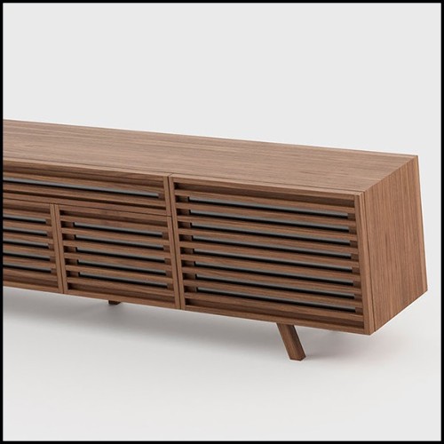 Sideboard  with blinds in walnut wood and clear glass 174-Blind