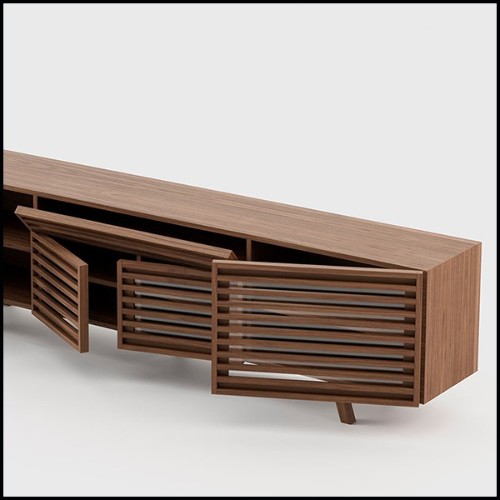 Sideboard  with blinds in walnut wood and clear glass 174-Blind