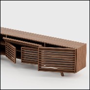 Sideboard  with blinds in walnut wood and clear glass 174-Blind