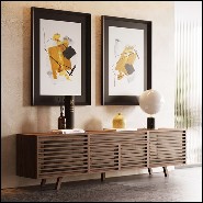 Sideboard  with blinds in walnut wood and clear glass 174-Blind