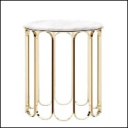 Side table in gold finish with white marble top 174-Cartouche