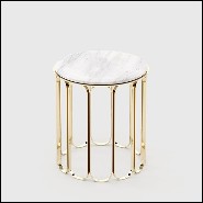 Side table in gold finish with white marble top 174-Cartouche