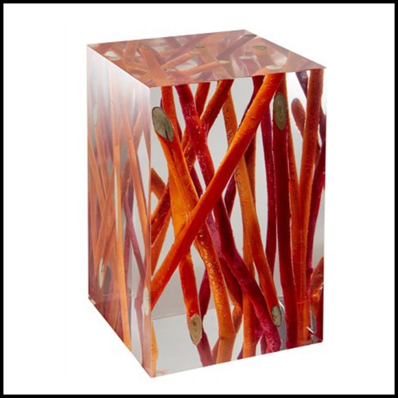 Bout de Canapé 31 - Kisimi Fluo Square | Compact fluorescent-accented side table in soothing blue tone - Pacific Compagnie.