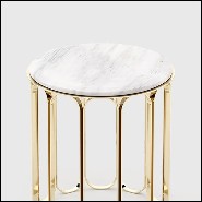Side table in gold finish with white marble top 174-Cartouche