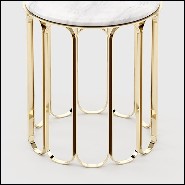 Side table in gold finish with white marble top 174-Cartouche