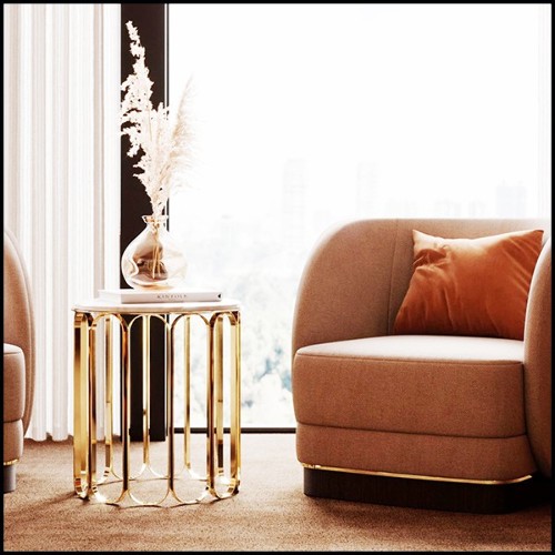 Table d'appoint finition dorée avec plateau en marbre 174-Cartouche