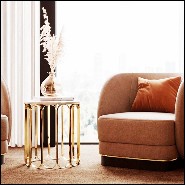 Side table in gold finish with white marble top 174-Cartouche
