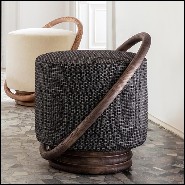 Tabouret avec bras rond en finition teintée noyer 163-Hoop Dark Ash