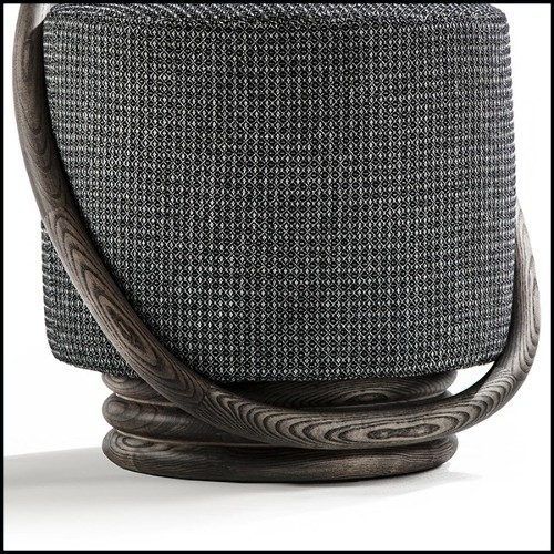 Tabouret avec bras rond en finition teintée noyer 163-Hoop Dark Ash