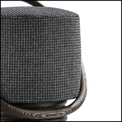 Tabouret avec bras rond en finition teintée noyer 163-Hoop Dark Ash