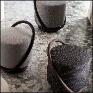 Tabouret avec bras rond en finition teintée noyer 163-Hoop Dark Ash