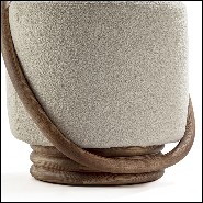 Stool in natural walnut finish and beige velvet 163-Hoop Walnut