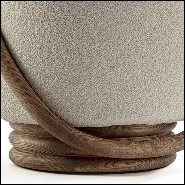 Stool in natural walnut finish and beige velvet 163-Hoop Walnut