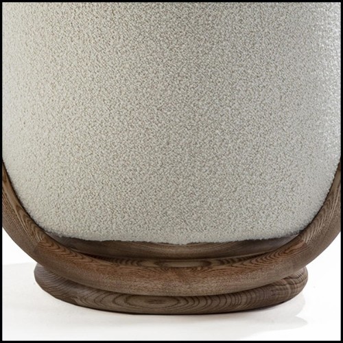 Stool in natural walnut finish and beige velvet 163-Hoop Walnut