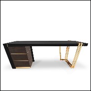 Bureau avec plateau en cuir et structure en laiton et bois 164-Lupus
