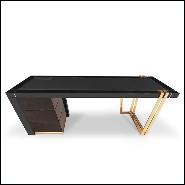 Bureau avec plateau en cuir et structure en laiton et bois 164-Lupus