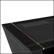 Bureau avec plateau en cuir et structure en laiton et bois 164-Lupus