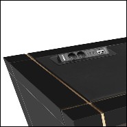 Desk with top in leather and structure in brass and wood 164-Lupus