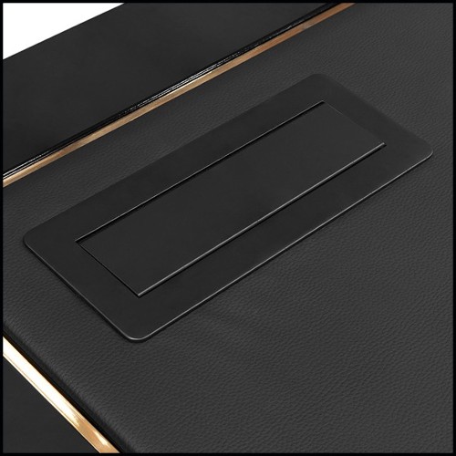 Desk with top in leather and structure in brass and wood 164-Lupus