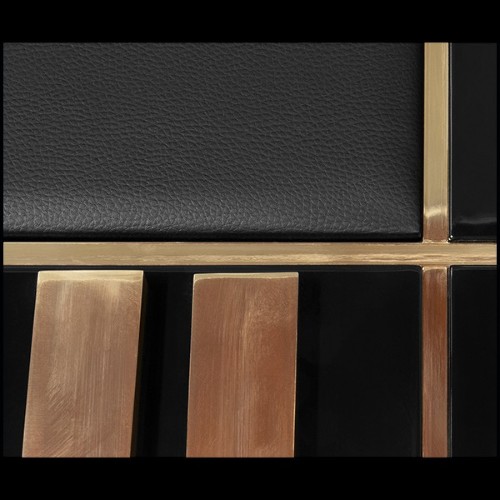 Desk with top in leather and structure in brass and wood 164-Lupus