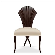 Chaise finition café recouverte de velours crème 119-Acajou Leave