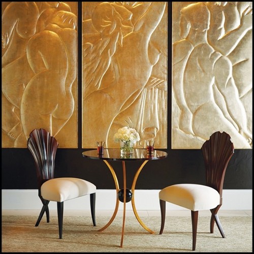 Chaise finition café recouverte de velours crème 119-Acajou Leave