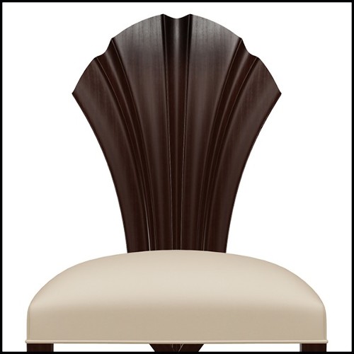 Chair in coffee finish covered with velvet fabric 119-Mahogany Leave