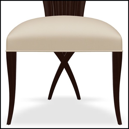 Chair in coffee finish covered with velvet fabric 119-Mahogany Leave