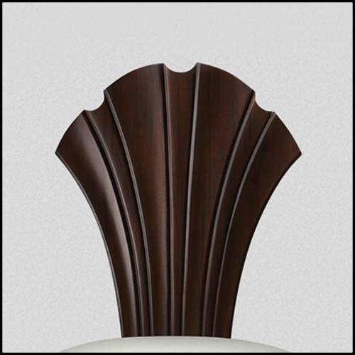 Chair in coffee finish covered with velvet fabric 119-Mahogany Leave