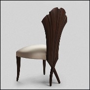 Chair in coffee finish covered with velvet fabric 119-Mahogany Leave