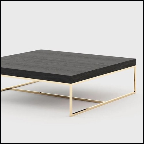 Coffee table in gold finish with ebony finish top 174-Portland
