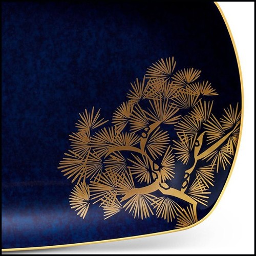 Tray in hand painted porcelainwith 24k gold 172-Sendai