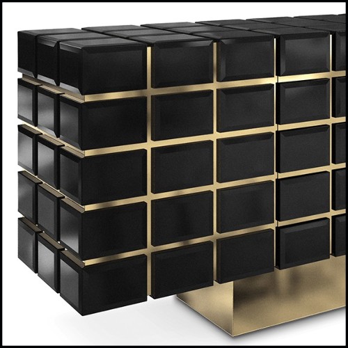 Sideboard in solid brass and black mirror 164-Williams