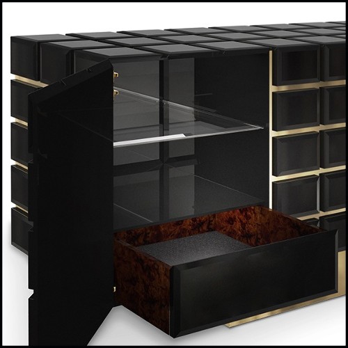 Sideboard in solid brass and black mirror 164-Williams
