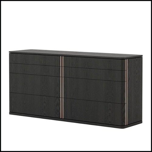 Commode en bois massif finition frêne noir 74-Aroa Large